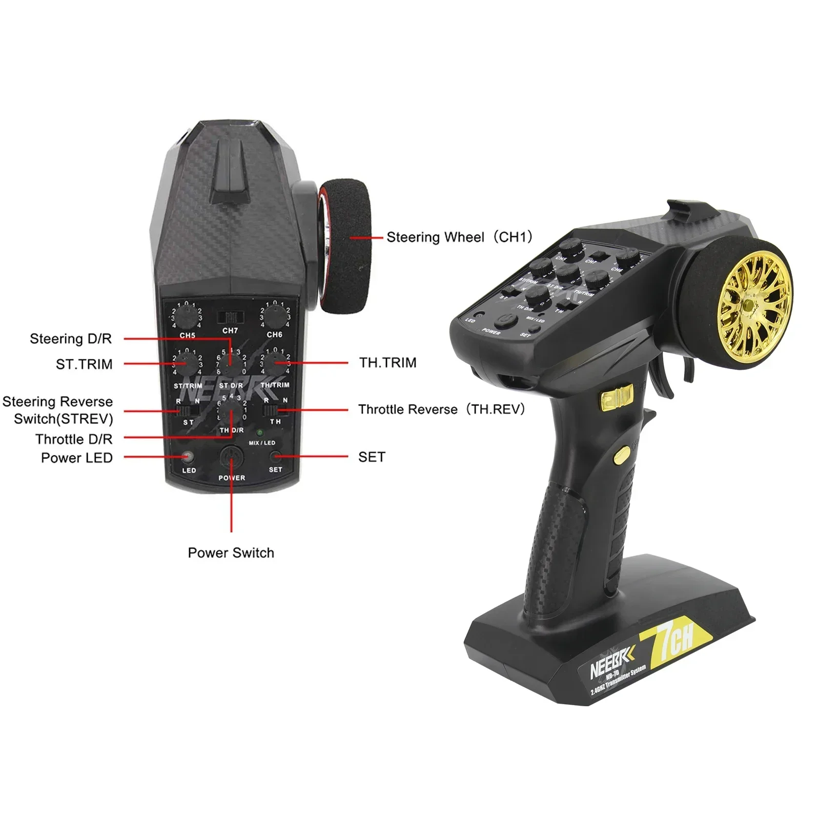 NEEBRC 7CH 2,4 Ghz transmisor  - Radio Transmitter 2.4Ghz reseña y precio